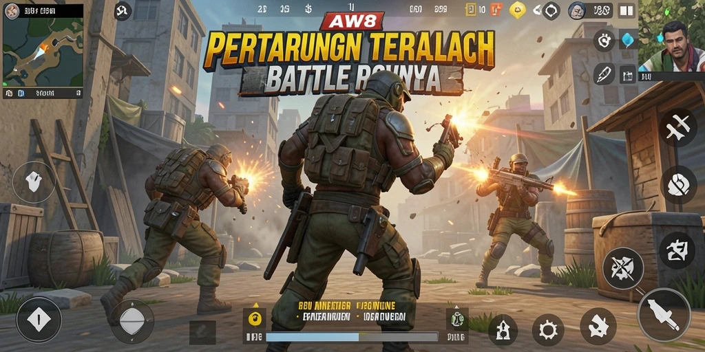 Screenshot dari gameplay seru AW8 di medan pertempuran.